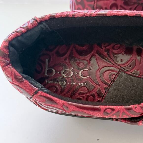 BOC Born Concept Peggy Paisley Leather Slip On Clogs Sz 8.5/40 Workwear Nursing - Picture 10 of 10